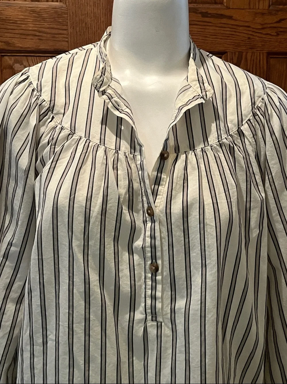 Old Navy puff sleeve striped cotton blouse M